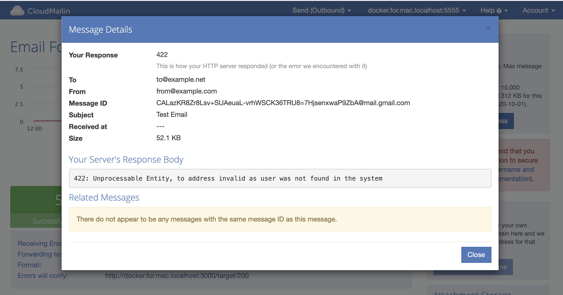Receive email error details